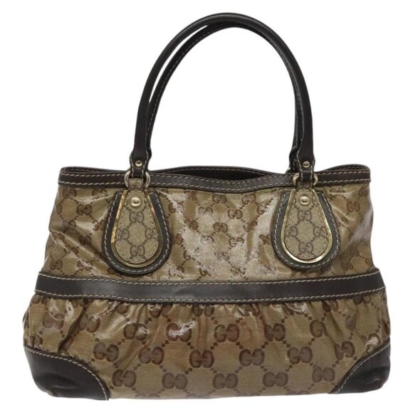 GUCCI GG Crystal Tote Bag Brown 223964 Auth KD062 - Picture 1 of 14